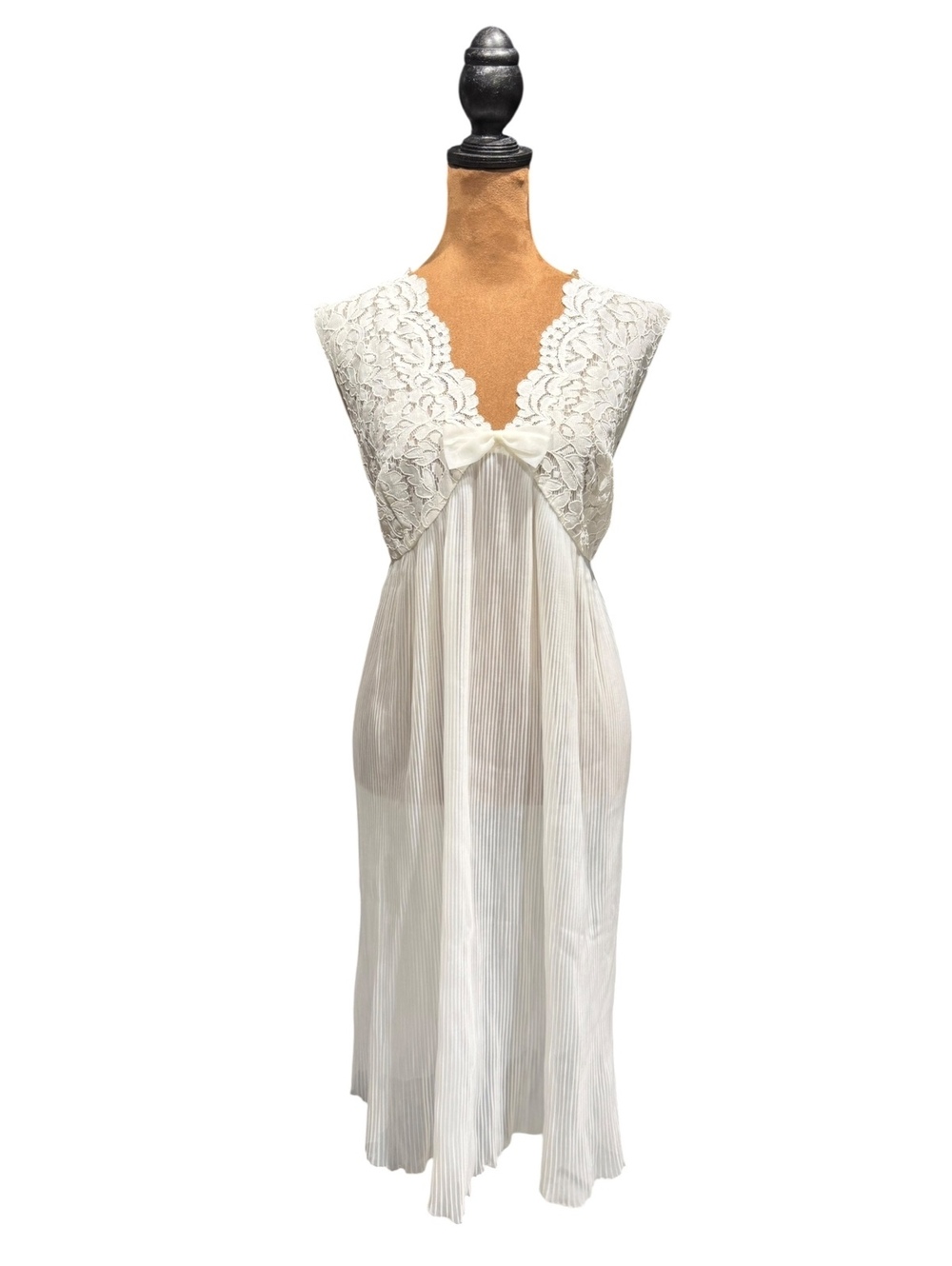Vintage White Lace and Pleated Nightgown